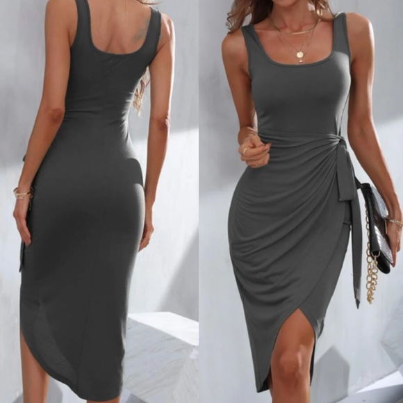 Boho tie side tank bodycon dress - Picture 7 of 8